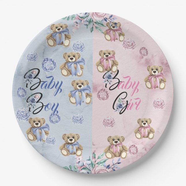 Paper plates Qty. 9" Gender Reveal Party (Front)