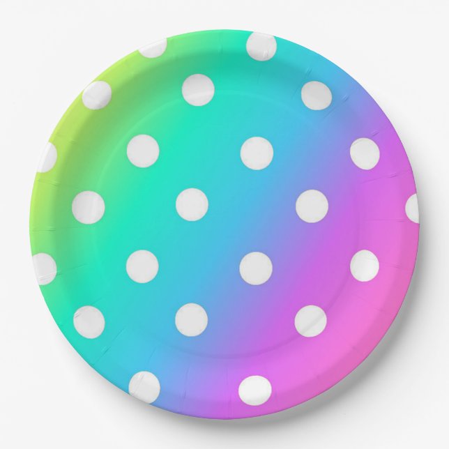 Paper Plates/Rainbow and Polka Dots Plate (Front)