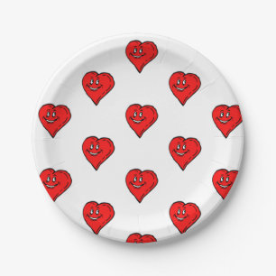 Paper Plates Red Hearts Love