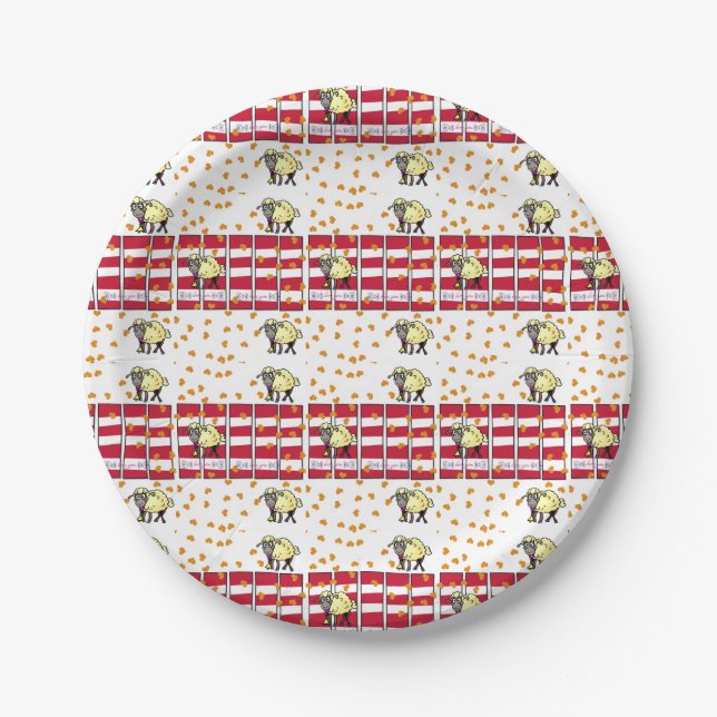 Paper Plates Red Hearts Love Sheep (Front)