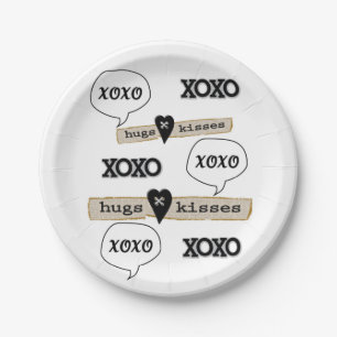 Paper Plates Red Hearts Love Xoxo