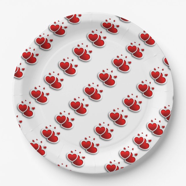 Paper Plates/Red Hearts Plate (Front)