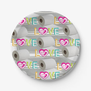 Paper Plates Red Hearts Toilet Paper Love