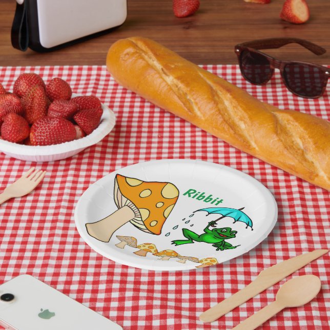 Paper Plates, Ribbit Frog Mushroom Paper Plates (Picnic)