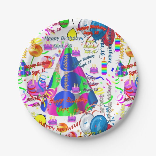 Paper Plates September, 16 Birthday Sept, (Front)