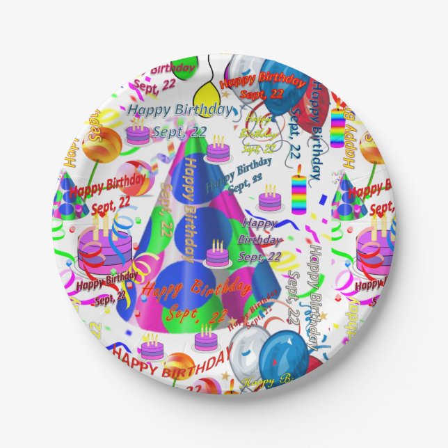 Paper Plates September, 22 Birthday Sept, (Front)