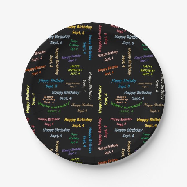 Paper Plates September, 4 Birthday (Front)