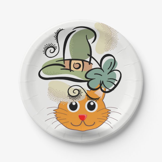 Paper plates St. Patrick's Day Cat (Front)