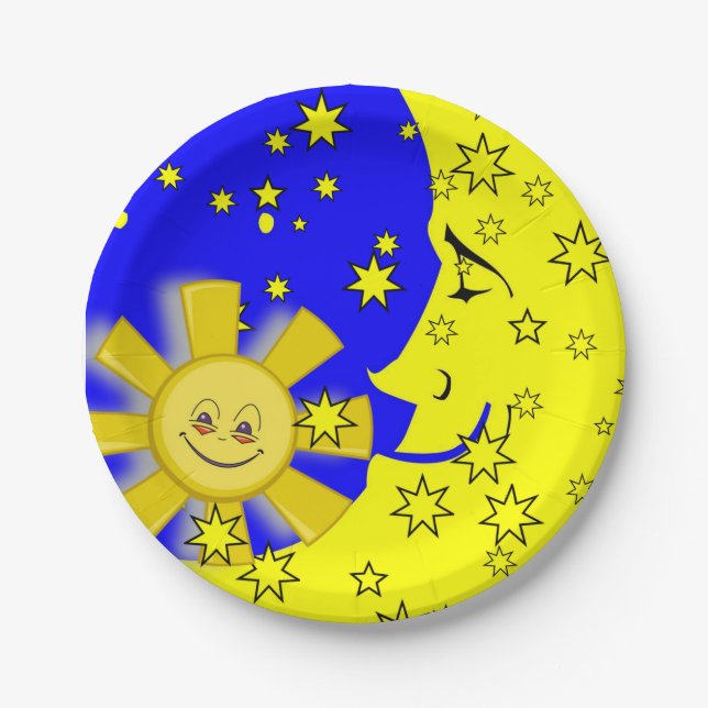 Paper Plates, Sun Moon Yellow Stars Plate (Front)