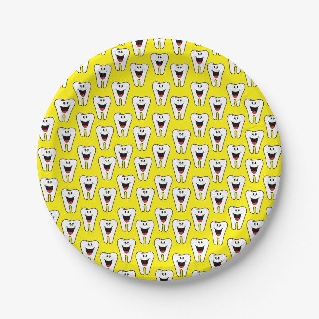 Paper Plates, Teeth Yellow Smile Dentists Paper Plate (Front)