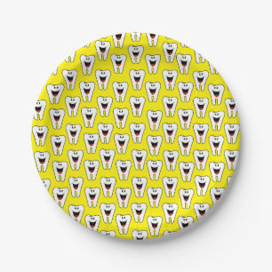 Paper Plates, Teeth Yellow Smile Dentists Plate
