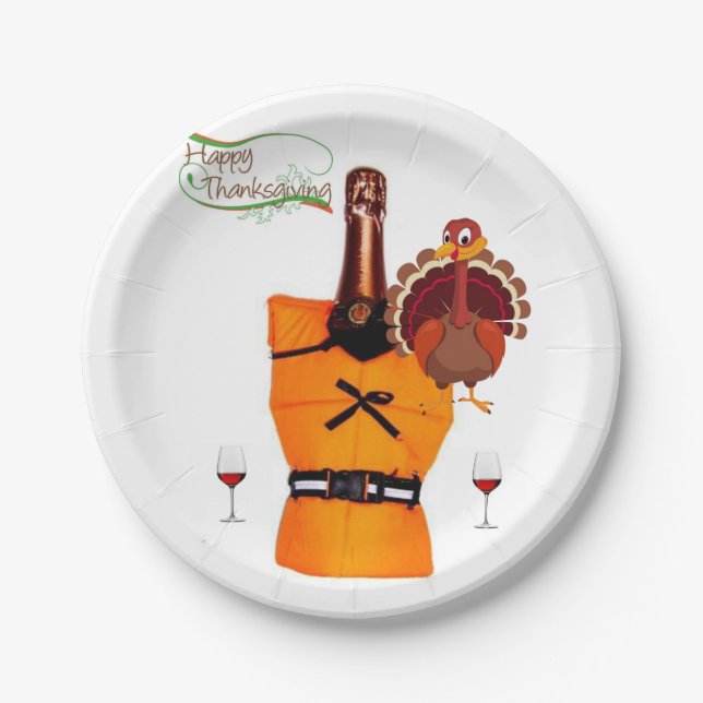 Paper plates Thanksgiving Wine (Front)