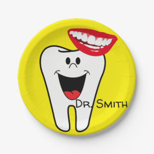 Paper Plates, Tooth Smile Yellow Dentists Paper Plate
