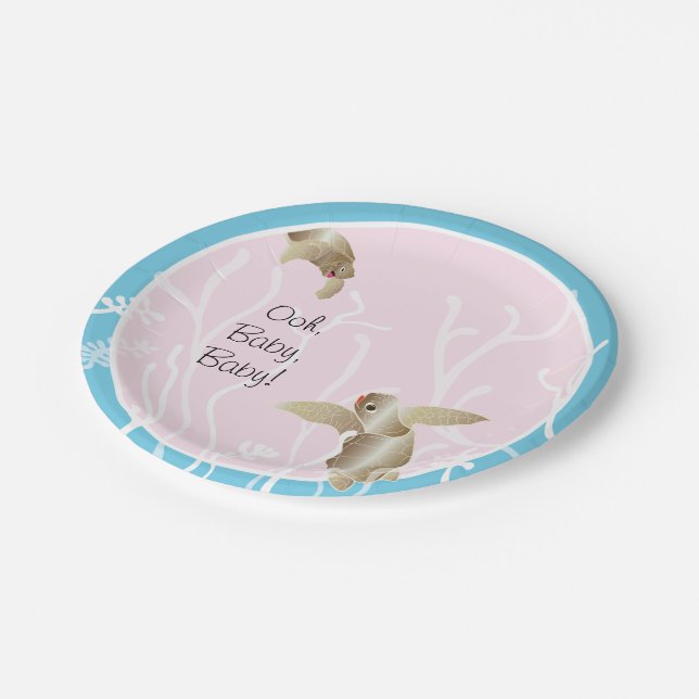 Paper Plates "Turtle Blue Pink" (Angled)