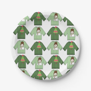 Paper Plates, Ugly Christmas Sweaters Snowman Paper Plate
