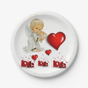 Paper plates Valentine's Day, Angel