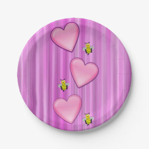 Paper plates Valentine's Day, Bee