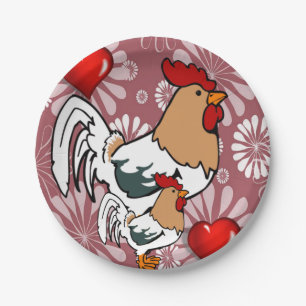 Paper plates Valentine's Day, Chicken