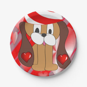 Paper plates Valentine's Day, Dog