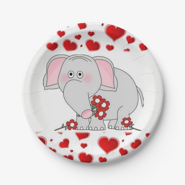 Paper plates Valentine's Day Elephant (Front)
