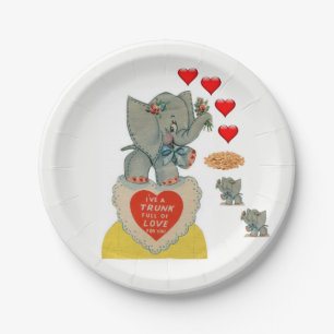 Paper plates Valentine's Day Elephant Vintage