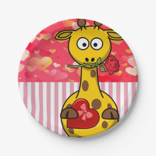 Paper plates Valentine's Day, Giraffe