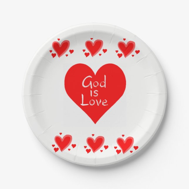 Paper plates Valentine's Day GOD is LOVE (Front)