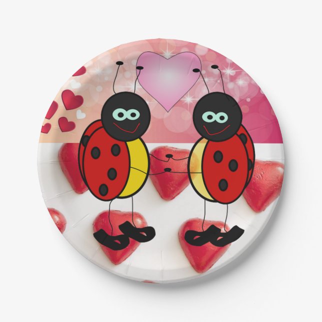 Paper plates Valentine's Day, Ladybug (Front)