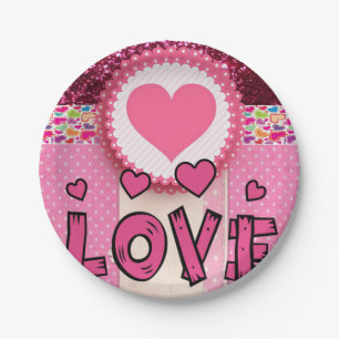 Paper plates Valentine's Day, Love