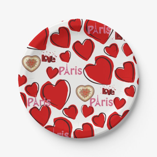 Paper plates Valentine's Day, Paris France (Front)