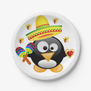 Paper plates Valentine's Day, Penguin Hearts