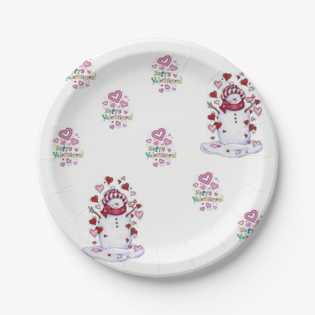 Paper plates Valentine's Day Snowman (Front)