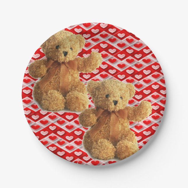 Paper plates Valentine's Day, Teddy Bear (Front)