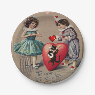 Paper plates Valentine's Day, Vintage