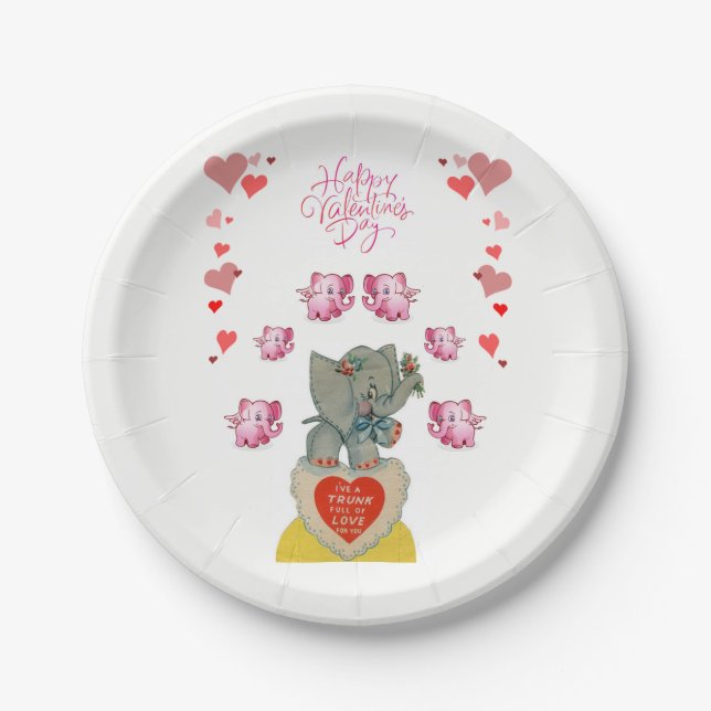 Paper plates Valentine's Elephant (Front)