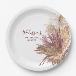 Paper Plates Watercolor Pampas Grass Mauve Pink