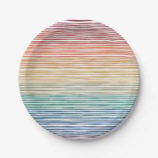 Paper Plates Watercolor Rainbow Stripe