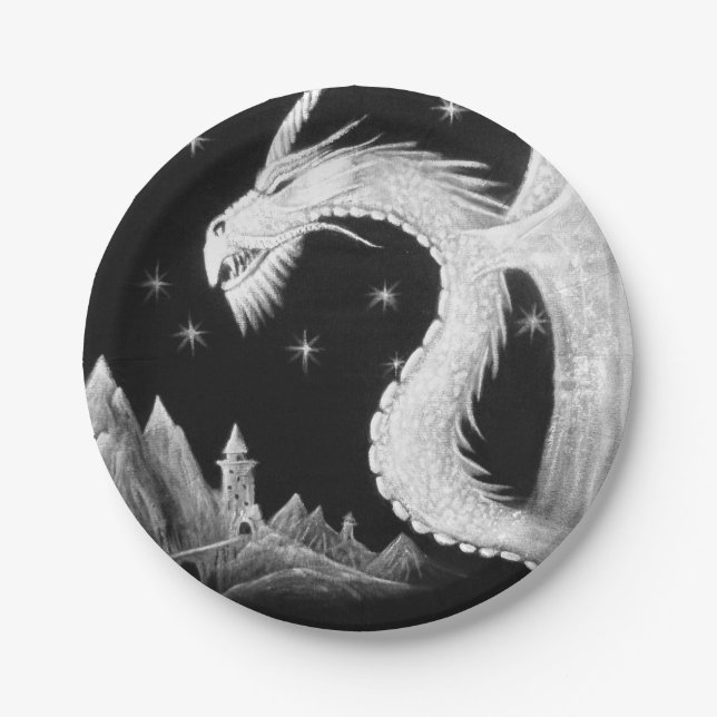 Paper Plates with Dragon at Night (Front)