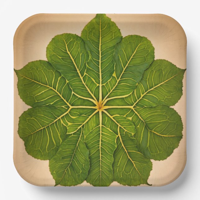 Paper Plates with Leaf Designs (Front)