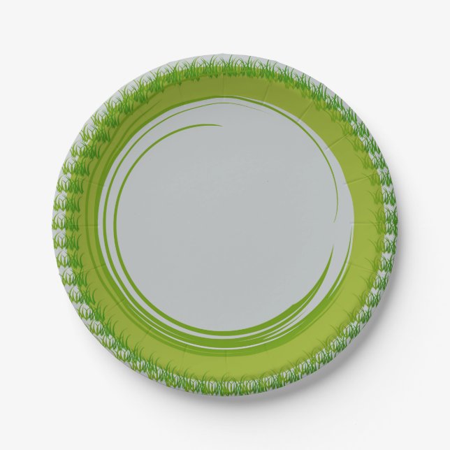 Paper Plates with Natural Green Border (Front)
