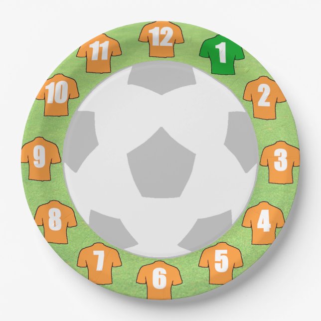 Paper Plates with Orange Gold Sport Shirts (Front)
