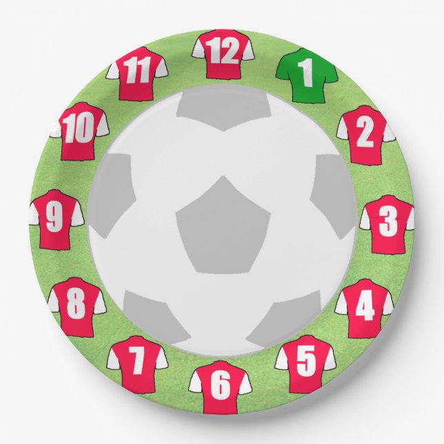 Paper Plates with Red and White Sport Shirts (Front)