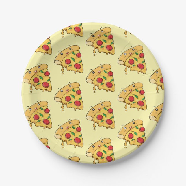 Paper Plates, Yellow Pizza Cheese Paper Plate (Front)