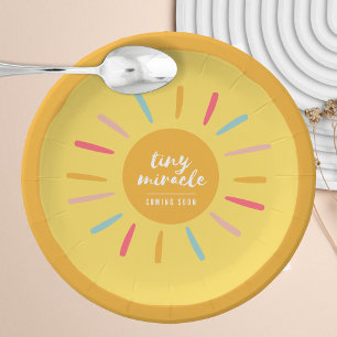 Paper Plates - Yellow "Tiny miracle' Baby Shower