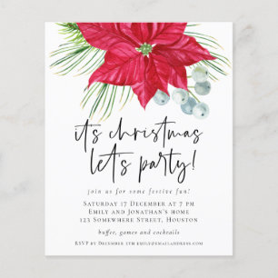 PAPER   Poinsettia Christmas Lets Party Invite