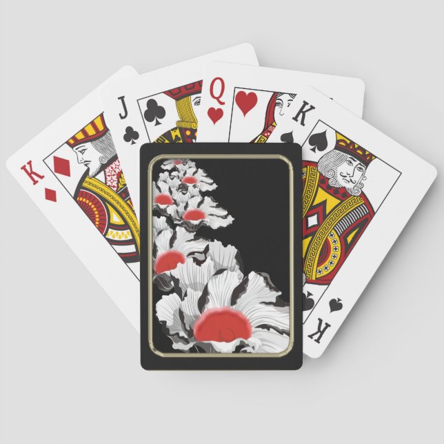 Paper Poppies Flower Art Playing Cards (Back)