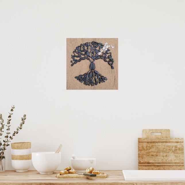 paper poster tree of life pebbles stones beach (Kitchen)
