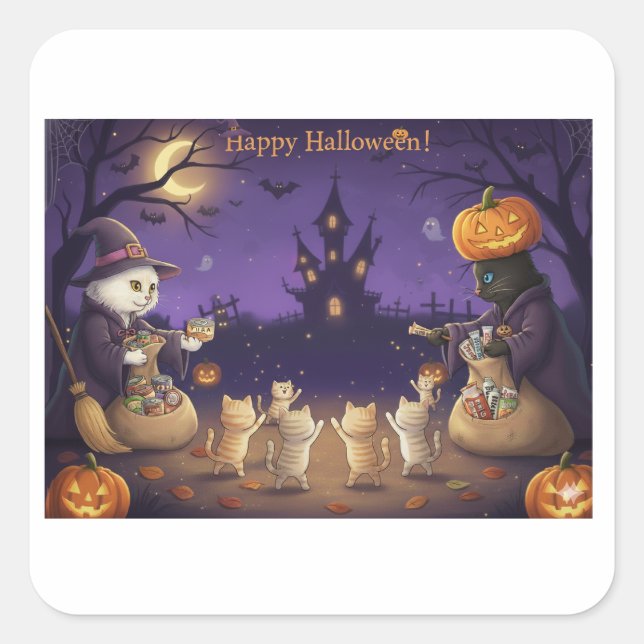 Paper&Pukku happy halloween! Square Sticker (Front)