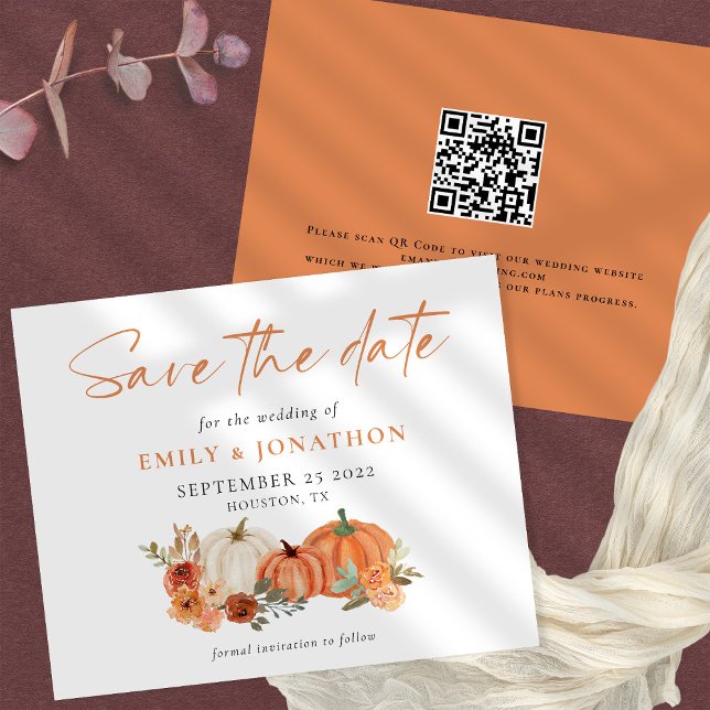 PAPER Pumpkins Florals QR Fall Wedding Save Date (Creator Uploaded)