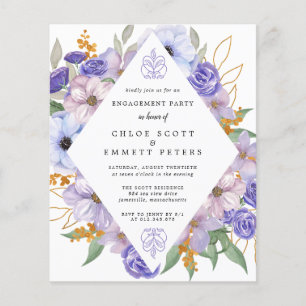 PAPER Purple Floral Engagement Party Invitation